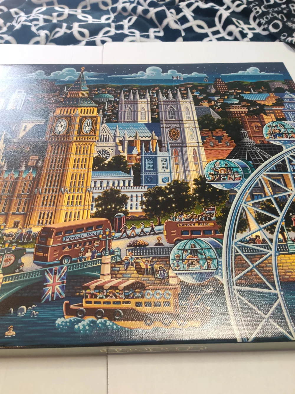 Source Unknown London Cityscape Art Print - Blue, Gold, Green